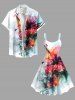 Plus Size Hibiscus Flower Tropical Leaf Watercolor Print Hawaii Tank Dress -  