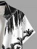 Plus Size Coconut Tree Tropical Leaf Colorblock Print Buttons Pocket Hawaii Shirt For Men -  