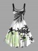 Plus Size Coconut Tree Tropical Leaf Colorblock Print Hawaii Tank Dress -  