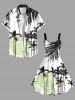 Plus Size Coconut Tree Tropical Leaf Colorblock Print Hawaii Tank Dress -  