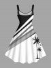 Robe Drapée sans Manches à Imprimé Cocotiers Grande Taille - Blanc 6X