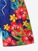 Plus Size Floral Tropical Leaves Print Hawaii Ombre Drawstring Beach Shorts For Men -  