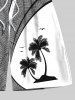 Plus Size Coconut Tree Tropical Leaves Curve Print Hawaii Drawstring Beach Shorts For Men -  