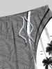 Plus Size Coconut Tree Tropical Leaves Curve Print Hawaii Drawstring Beach Shorts For Men -  
