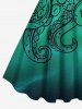 Robe débardeur grande taille à imprimé pieuvre hawaïen dégradé A - Vert XXS