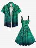 Robe débardeur grande taille à imprimé pieuvre hawaïen dégradé A - Vert XXS