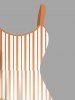 Plus Size Floral Leaves Branch Light Beam Striped Print Hawaii A Line Tank Dress -  