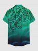 Chemise à poches boutonnées Hawaï à imprimé pieuvre grande taille pour hommes - Vert M