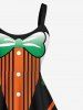 Robe de Bal Style Hawaiien Imprimé Feuille de Trèfle Grande Taille - Noir 6X