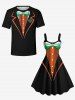 Robe de Bal Style Hawaiien Imprimé Feuille de Trèfle Grande Taille - Noir 6X