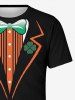 T-shirt Imprimé Feuilles Trèfle à Quatre Sol Grande Taille pour Homme - Noir M