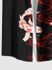 Chemise Imprimé à Fleurs et Poissons à Boutons avec Poche Grande Taille pour Homme - Noir XL