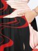 Robe Caftan Mi-longue Grande Taille à Imprimé Fleurs et Poisson - Noir 1X