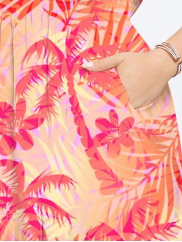 Coconut Tree Tropical Flower Leaf Print Plus Size Matching Hawaii Beach Outfit For Couples