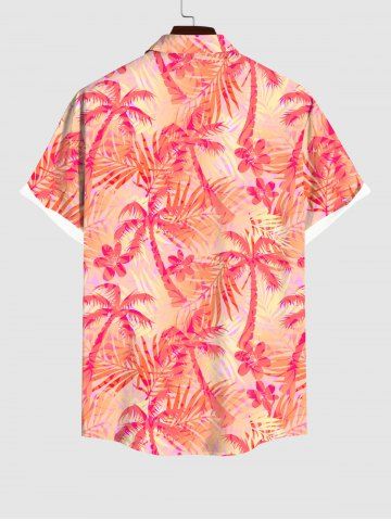 Coconut Tree Tropical Flower Leaf Print Plus Size Matching Hawaii Beach Outfit For Couples