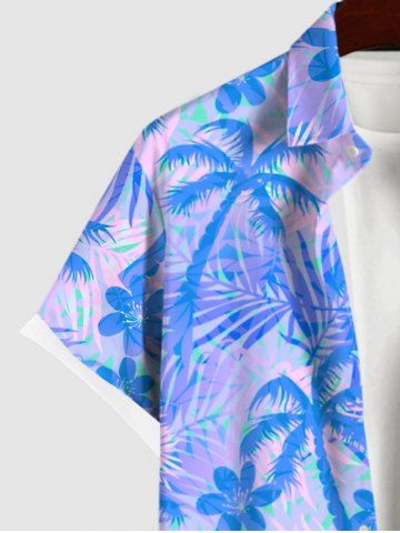 Coconut Tree Tropical Flower Leaf Print Plus Size Matching Hawaii Beach Outfit For Couples