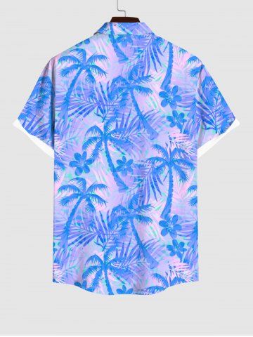 Coconut Tree Tropical Flower Leaf Print Plus Size Matching Hawaii Beach Outfit For Couples