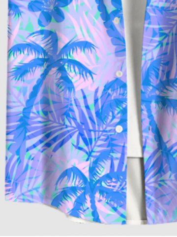 Coconut Tree Tropical Flower Leaf Print Plus Size Matching Hawaii Beach Outfit For Couples