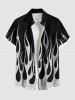 Glitter Sequins Fire Flame Print Plus Size Matching Hawaii Beach Outfit For Couples -  