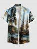 Tropcial Coconut Tree Sail Boat Print Plus Size Matching Hawaii Beach Outfit For Couples -  
