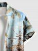 Tropcial Coconut Tree Sail Boat Print Plus Size Matching Hawaii Beach Outfit For Couples -  