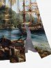 Tropcial Coconut Tree Sail Boat Print Plus Size Matching Hawaii Beach Outfit For Couples -  