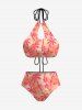 Coconut Tree Flowers Print Women Swimsuit and Men Shirt Matching Hawaii Beach Outfit For Couples -  