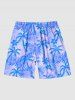 Hawaïen Grande Taille Imprimé Fleur et Cocotier Tropicale pour la Plage - Bleu 