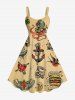 Skull Heart Octopus Anchor Hamburger Flowers Print Plus Size Matching Hawaii Beach Outfit For Couples -  