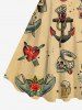 Skull Heart Octopus Anchor Hamburger Flowers Print Plus Size Matching Hawaii Beach Outfit For Couples -  
