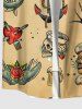Plus Size Skull Heart Octopus Anchor Hamburger Flowers Print Buttons Pocket Hawaii Cruise Shirt For Men -  