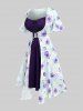 Plus Size Flutter Sleeves Floral Dress and Lace-up A Line Cami Dress Set -  
