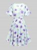 Plus Size Flutter Sleeves Floral Dress and Lace-up A Line Cami Dress Set -  