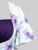 Plus Size Flutter Sleeves Floral Dress and Lace-up A Line Cami Dress Set -  