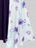 Plus Size Flutter Sleeves Floral Dress and Lace-up A Line Cami Dress Set -  