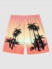 Plus Size Coconut Tree Ombre Print Hawaii Beach Shorts For Men -  