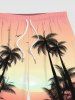 Plus Size Coconut Tree Ombre Print Hawaii Beach Shorts For Men -  