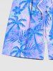 Plus Size Coconut Tree Tropical Flower Leaf Print Hawaii Beach Shorts For Men -  