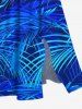 Robe Cache-Coeur Mi-longue Tropicale à Fente Grande Taille - Bleu 2X