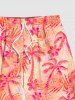 Plus Size Coconut Tree Tropical Flower Leaf Print Hawaii Beach Shorts For Men -  
