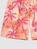 Plus Size Coconut Tree Tropical Flower Leaf Print Hawaii Beach Shorts For Men -  