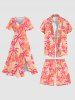 Plus Size Coconut Tree Tropical Flower Leaf Print Hawaii Beach Shorts For Men -  