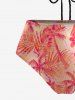Maillot de Bain Tankini Evidé Fleur et Arbre Noix de Coco Imprimés - Rose clair 3XL