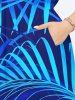 Robe Cache-Coeur Mi-longue Tropicale à Fente Grande Taille - Bleu 6X