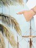Plus Size Tropcial Coconut Tree Sail Boat Print Split Hawaii Cruise Midi Dress -  