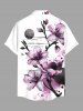 Plus Size Flowers Watercolor Paint Splatter Print Buttons Pocket Hawaii Shirt For Men -  