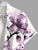 Plus Size Flowers Watercolor Paint Splatter Print Buttons Pocket Hawaii Shirt For Men -  