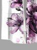 Plus Size Flowers Watercolor Paint Splatter Print Buttons Pocket Hawaii Shirt For Men -  