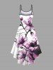 Plus Size Flowers Watercolor Paint Splatter Print High Low Hawaii Cami Dress -  