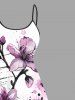 Plus Size Flowers Watercolor Paint Splatter Print High Low Hawaii Cami Dress -  